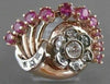 ANTIQUE 1.69CT OLD MINE DIAMOND RUBY 14K W ROSE GOLD FLOWER COCKTAIL RING #21009