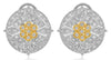 LARGE .73CT DIAMOND 14K 2 TONE GOLD CIRCULAR FLOWER CLUSTER FUN HANGING EARRINGS