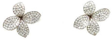 ESTATE 1.93CT DIAMOND 18KT WHITE GOLD 3D CLASSIC MULTI LEAF FLOWER STUD EARRINGS