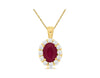 1.20CT DIAMOND & AAA RUBY 14KT YELLOW GOLD OVAL & ROUND FLOWER FLOATING PENDANT