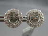 LARGE .87CT DIAMOND 18K WHITE GOLD 3D ROUND FLOWER HALO SEMI MOUNT STUD EARRINGS
