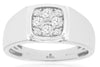 ESTATE .50CT DIAMOND 14KT WHITE GOLD 3D CLASSIC SQUARE 8 STONE SQUARE MENS RING