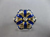 ANTIQUE LARGE .18CT OLD MINE DIAMOND & BLUE ENAMEL 18KT 2 TONE GOLD RING #27709