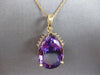 EXTRA LARGE 19.10CT DIAMOND & AAA AMETHYST 14KT YELLOW GOLD 3D TEAR DROP PENDANT
