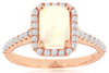 Estate 1.35Ct Diamond & AAA Opal 14K Rose Gold Emerald Cut & Round Friendship Love Ring