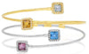 LARGE 2.85CT DIAMOND & AAA MULTI GEM 18K 2 TONE GOLD 3D FLEXIBLE BANGLE BRACELET