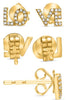 ESTATE .09CT DIAMOND 14KT YELLOW GOLD 3D ROUND CLASSIC LOVE STUD EARRINGS