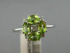 ESTATE .75CT DIAMOND & AAA PERIDOT 14KT WHTIE GOLD 3D SQUARE FLOWER LOVE RING