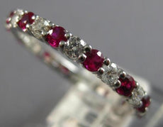 .92CT DIAMOND & AAA RUBY 14KT WHITE GOLD SHARED PRONG 2mm ETERNITY FUN LOVE RING