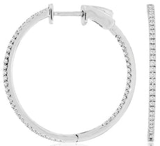 ESTATE .50CT DIAMOND 14KT WHITE GOLD 3D CLASSIC INSIDE OUT HOOP HANGING EARRINGS
