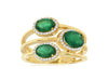 1.78CT DIAMOND & AAA EMERALD 14KT YELLOW GOLD ROUND & OVAL 3 ROW HALO FUN RING