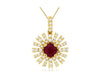 .80CT DIAMOND & AAA RUBY 14KT YELLOW GOLD FLOWER STARBURST FUN FLOATING PENDANT