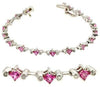 3.82CT DIAMOND & AAA PINK SAPPHIRE 14KT WHITE GOLD THREE STONE TENNIS BRACELET