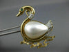 ANTIQUE .21CT DIAMOND EMERALD & MABE PEARL 14KT 2 TONE GOLD DUCK PENDANT BROOCH