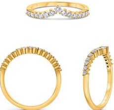 .29CT DIAMOND 14KT YELLOW GOLD ROUND CLASSIC GRADUATING V SHAPE ANNIVERSARY RING