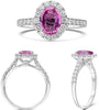 1.84CT DIAMOND & AAA PINK SAPPHIRE 18KT WHITE GOLD OVAL & ROUND ENGAGEMENT RING