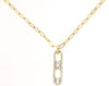 .20CT DIAMOND 14KT YELLOW GOLD ROUND PAPERCLIP PAST PRESENT FUTURE FUN NECKLACE