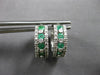 1.10CT DIAMOND & AAA EMERALD 14KT WHITE GOLD HUGGIE HOOP HANGING EARRINGS #27895