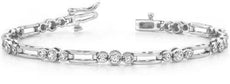 1.54CT DIAMOND 14KT WHITE GOLD ROUND PAST PRESENT FUTURE BEZEL TENNIS BRACELET