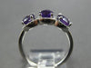 1.57CT DIAMOND & AAA AMETHYST 14KT WHITE GOLD CUSHION & ROUND 3 STONE HALO RING