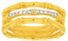 ESTATE .12CT DIAMOND 14KT YELLOW GOLD 3D CLASSIC ROUND 3 ROW BAMBOO FUN RING