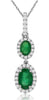 .80CT DIAMOND & AAA EMERALD 14KT WHITE GOLD OVAL DOUBLE FLOWER FLOATING PENDANT