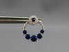 ESTATE .93CT DIAMOND & AAA SAPPHIRE 14KT WHITE GOLD ROUND FLOWER STUD EARRINGS