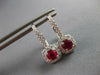 1.33CT DIAMOND & AAA RUBY 18K WHITE GOLD ROUND SQUARE LEVERBACK HANGING EARRINGS