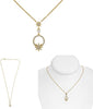 .14CT DIAMOND 14KT YELLOW GOLD 3D ROUND CIRCLE OF LIFE DOUBLE STAR FUN NECKLACE