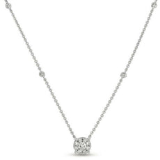 .71CT DIAMOND 14KT WHITE GOLD ROUND FLOWER INVISIBLE BY THE YARD LOVE NECKLACE