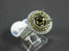 LARGE .71CT WHITE & YELLOW DIAMOND 18K WHITE GOLD 3D SEMI MOUNT ENGAGEMENT RING
