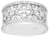 ESTATE .73CT DIAMOND 14KT WHITE GOLD MULTI FLOWER OPEN FILIGREE ANNIVERSARY RING