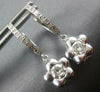 ESTATE 1.05CT DIAMOND 14K WHITE GOLD 3D SOLITAIRE FLOWER HUGGIE HANGING EARRINGS