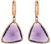 18.46CT DIAMOND & AAA AMETHYST 14KT ROSE GOLD TRILLION HALO FUN HANGING EARRINGS