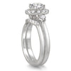 ESTATE 1.5CT DIAMOND 14KT WHITE GOLD ROUND DOUBLE ENGAGEMENT WEDDING RING