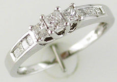 .50CT DIAMOND 14KT WHITE GOLD 3D PRINCESS PAST PRESENT FUTURE ANNIVERSARY RING