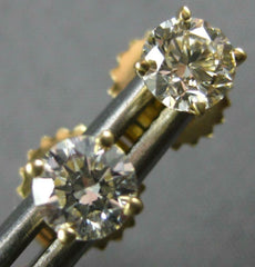 ESTATE .75CT DIAMOND 14KT YELLOW GOLD 3D CLASSIC ROUND FOUR PRONG STUD EARRINGS