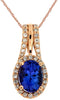 1.54CT DIAMOND & AAA TANZANITE 14KT ROSE GOLD OVAL & ROUND HALO FLOATING PENDANT