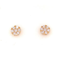 ESTATE .86CT DIAMOND 18K YELLOW GOLD 3D CLASSIC FLOWER MULTI HEART STUD EARRINGS