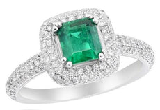 1.82CT DIAMOND & AAA EMERALD 18KT WHITE GOLD 3D PRINCESS & ROUND ENGAGEMENT RING