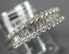 .45CT DIAMOND 14KT WHITE GOLD 3D ROUND & BAGUETTE 3 ROW WEDDING ANNIVERSARY RING