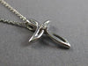 ESTATE SMALL .02CT DIAMOND 14KT WHITE GOLD 3D SOLITAIRE CROSS FLOATING PENDANT