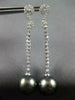 LARGE .52CT DIAMOND & AAA TAHITIAN PEARL 18KT WHITE GOLD SWIRL HANGING EARRINGS