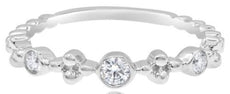 .18CT DIAMOND 14KT WHITE GOLD 3 STONE PAST PRESENT FUTURE BEZEL FLORAL LOVE RING