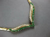 LARGE & LONG 2.60CT DIAMOND & AAA EMERALD 14KT YELLOW GOLD V SHAPE LOVE NECKLACE