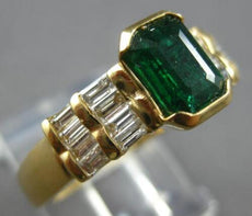 1.35CT DIAMOND & AAA EMERALD 18KT YELLOW GOLD SEMI BEZEL ENGAGEMENT RING #27978