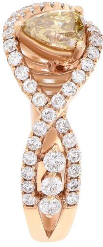 ESTATE .11CT WHITE & FANCY YELLOW DIAMOND 18K ROSE GOLD INFINITY ENGAGEMENT RING