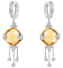 ESTATE 12.95CT DIAMOND & AAA CITRINE 14KT WHITE GOLD CHANDELIER HANGING EARRINGS