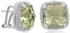 9.29CT DIAMOND & AAA LEMON QUARTZ 14K WHITE GOLD CUSHION & ROUND SQUARE EARRINGS
