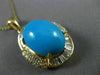 ESTATE EXTRA LARGE 11.27CT DIAMOND & AAA TURQUOISE 14K YELLOW GOLD PENDANT 24819